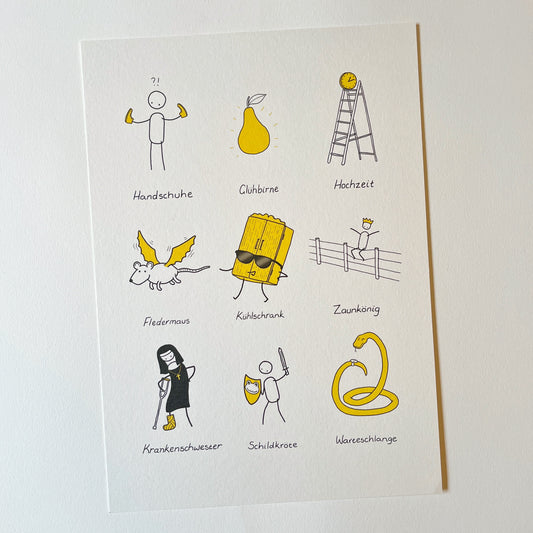 German Words I Love - Signed Print.