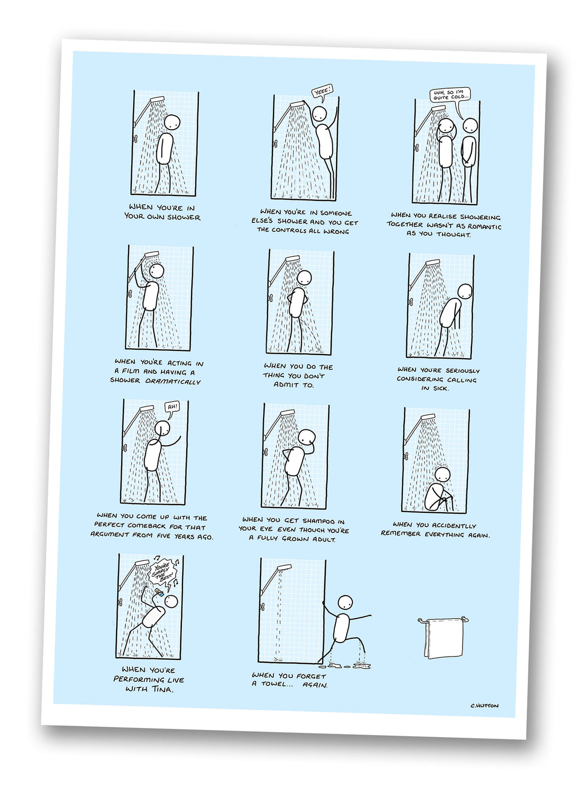 Life in the shower - A2 Print