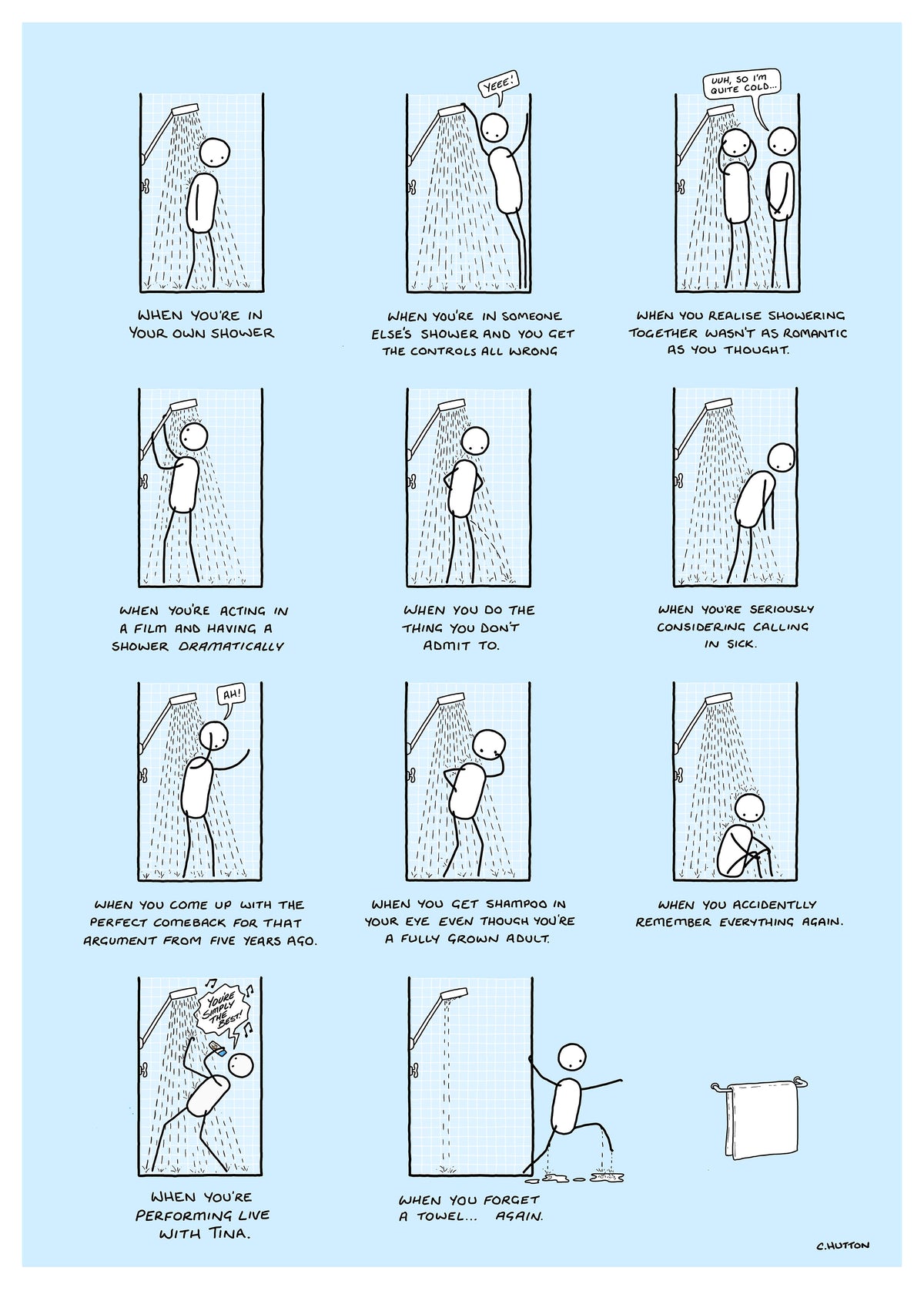 Life in the shower - A2 Print